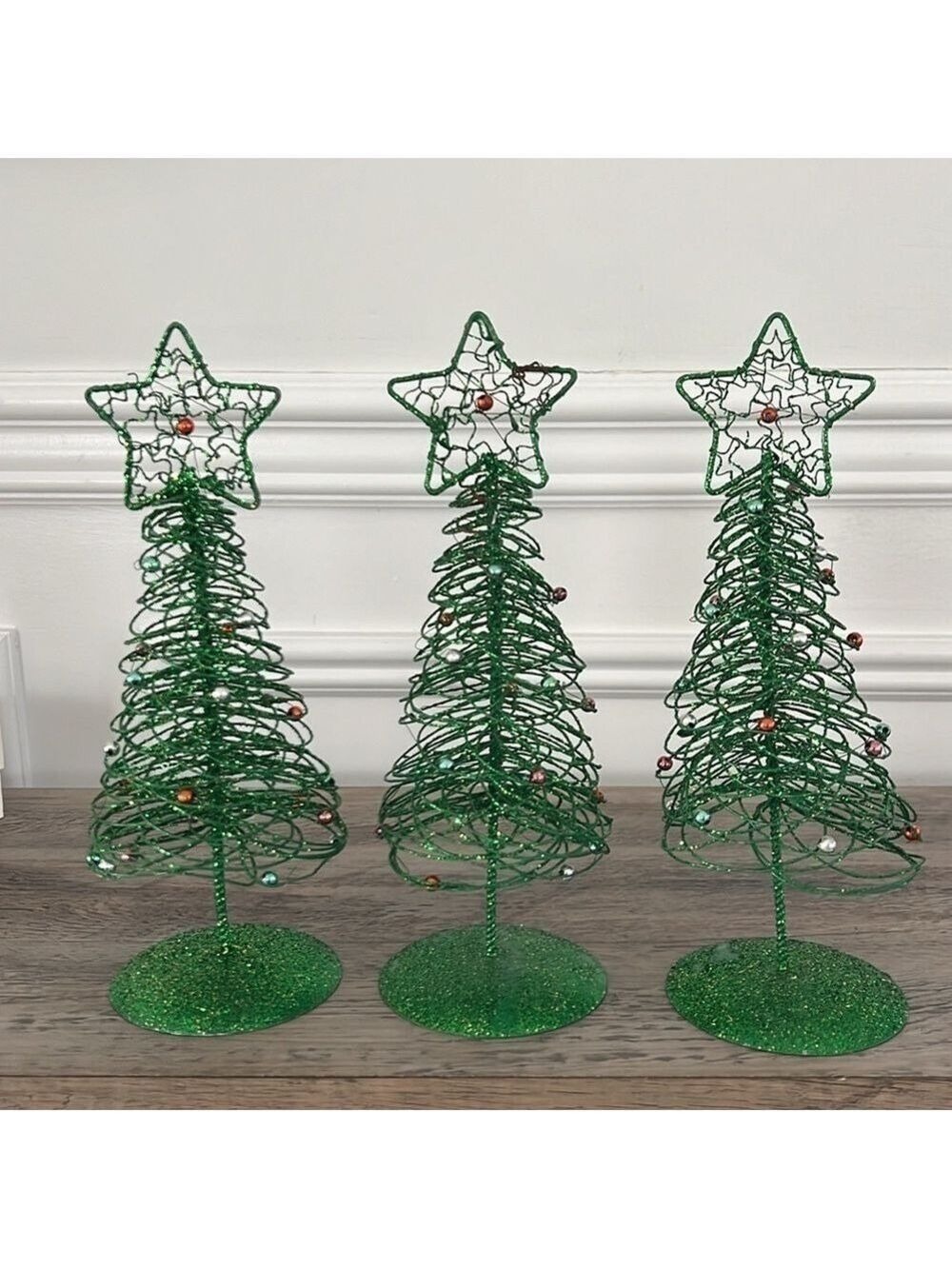 Pier 1 Imports Glitter Wire Star Christmas Tree 10 Inch Set Of 3